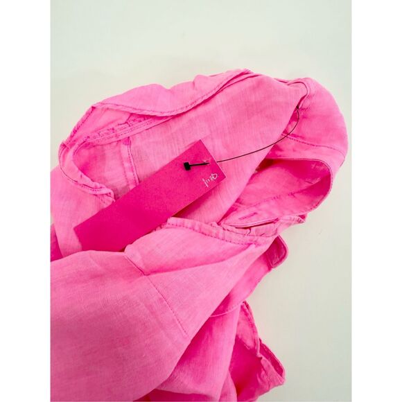 Lilly Pulitzer Neon Pink Button Down Sleeveless Briette Linen Top Large NWT - Picture 4 of 6